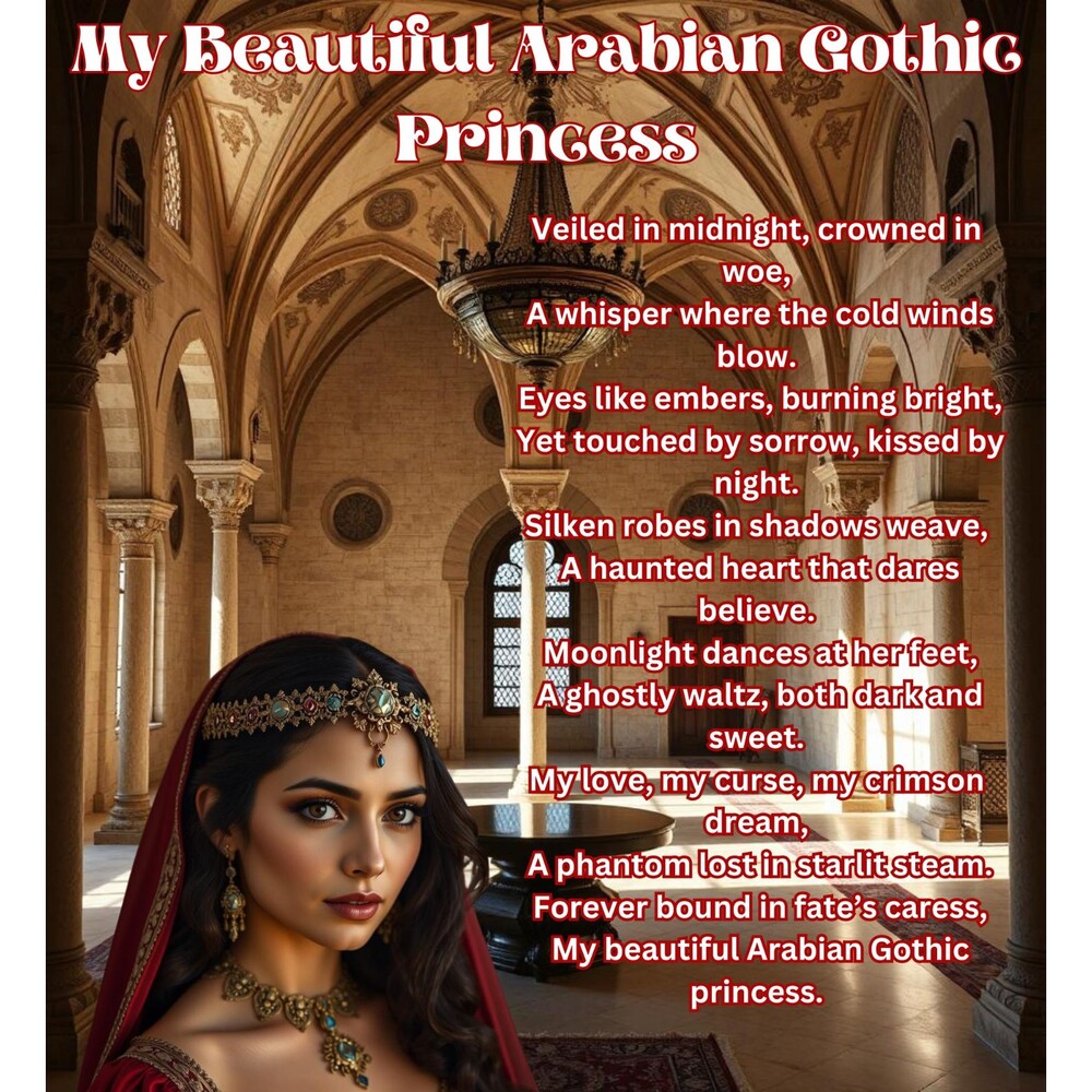 My Gothic Girl Mens T Shirt 2XL Gray Gothic Arabian Princess Poetic Street Wear